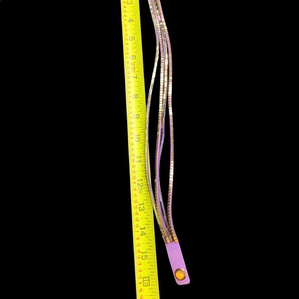 Leather and silver wrap bracelet. Goldtone snaps, purple leather. - Picture 6 of 6